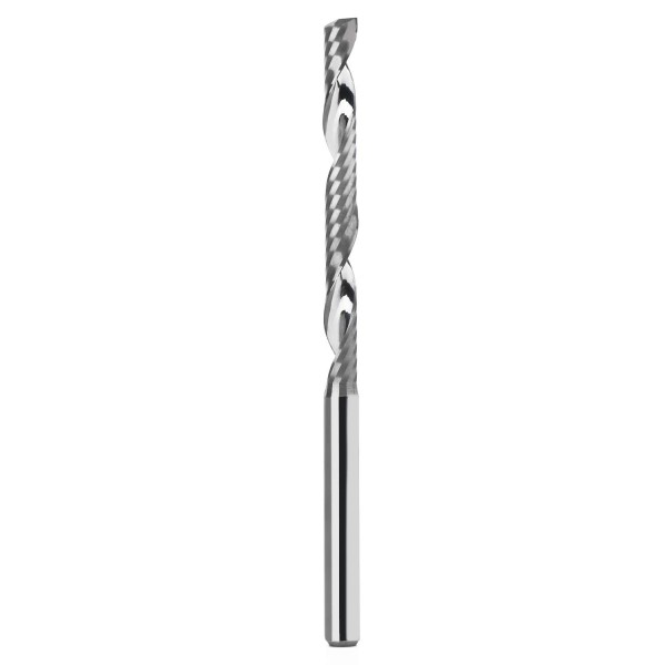 Enpoint Spiral Milling Cutter, 1/8” Shank 3.175mm Cut Diameter 32mm Flutes Length Carbide End Mill, Solid Tungsten Steel Single Flute CNC Router Bit Cutting Tool for Acrylic PVC MDF Wood PCB