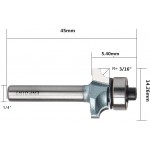 ENPOINT Roundover Router Bit, 1/4 inch Shank 3/16 inch Cutting Diameter Carbide Beading Router Bit, Tipped Corner Rounding Edge-Forming Bit Bearing Woodworking Milling Cutter Tool