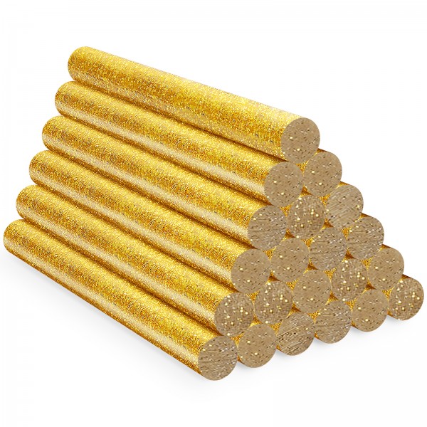 Artton Glitter Gold Hot Glue Sticks, 24 PCS Full Size 4" Long x 0.43" Dia High and Low Temp Adhesive Glue Sticks for Crafting, DIY, Decoration, Sealing Wax Stamp