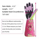 Segove Women Long Gardening Gloves, Rose Pruning Gloves with Reinforced Fingertips, 10.5cm / 4.13inch Palm Width Puncture & Thorn Proof Glove with Long Forearm Protection for Flower Planting Pruning