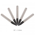 High-precision Carbide Metal Engraving Tool Bits 3.175mm 1/8" Shank 30 Degree 0.3mm Tip Dia CNC Engraving Machine V-Bits Woodworking Engraving Knief (Pack of 5)