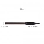 Titanium Coating Carbide Metalworking Engraving Tool Generic 3.175mm 1/8" 20 Degree 0.3mm Tip Dia Engraving Machine CNC Router Bits Wood Signs Carving Knife for ABS Acrylic Wood Plank PVC Double Color Plate